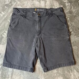 Carhartt Relaxed Fit Work Shorts Gray Men's Size 38 Canvas Utility Pockets